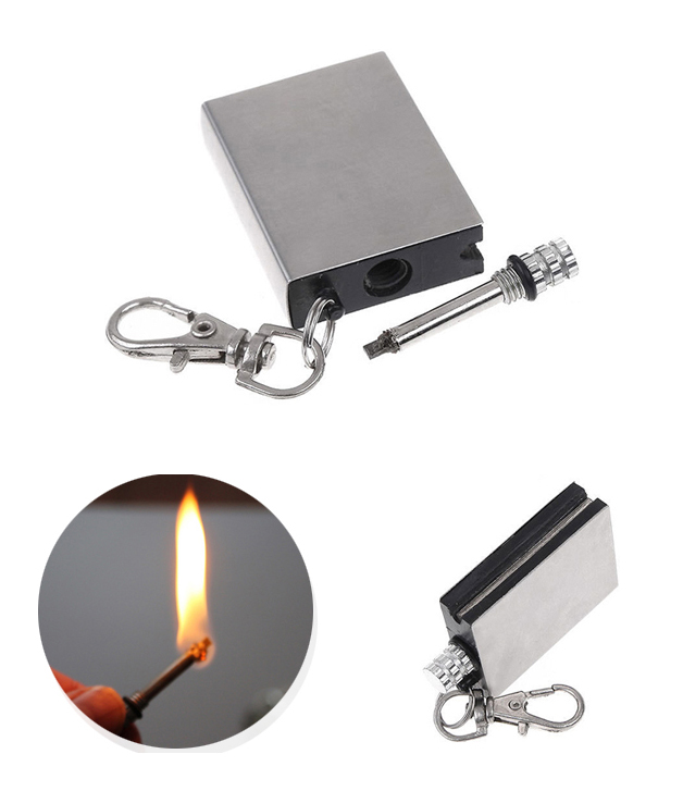 Bật lửa diêm xăng sinh tồn có móc khóa tiện lơi sử dụng xăng zippo