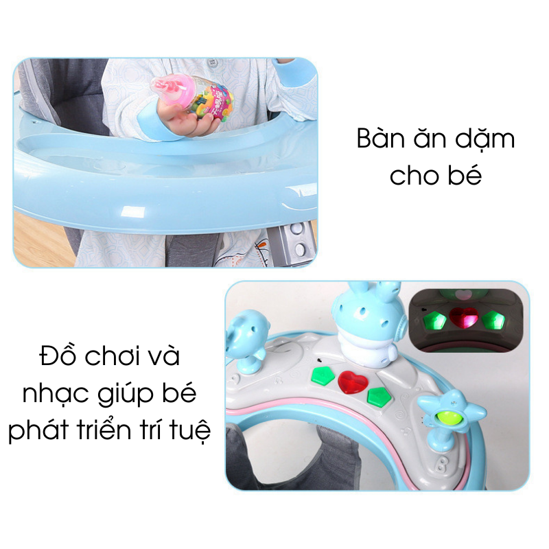 Xe tròn tập đi cao cấp cho bé, khung xe kim loại chắc chắn - có kèm nhạc, đèn