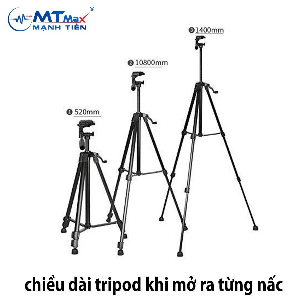 Gậy 3 chân Tripod 3366 Cao 1m50 Cho Máy Ảnh, Điện Thoại Vật Liệu Hợp Kim Cao Cấp phù hợp quay review, livestream, Vlog..