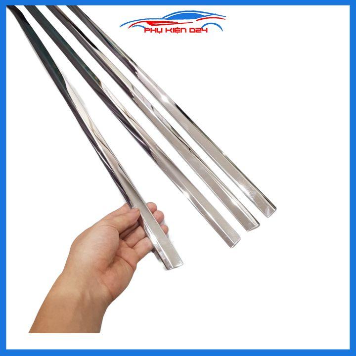 Bộ nẹp viền chân kính cong kính Wigo Inox sáng bóng chuẩn form xe