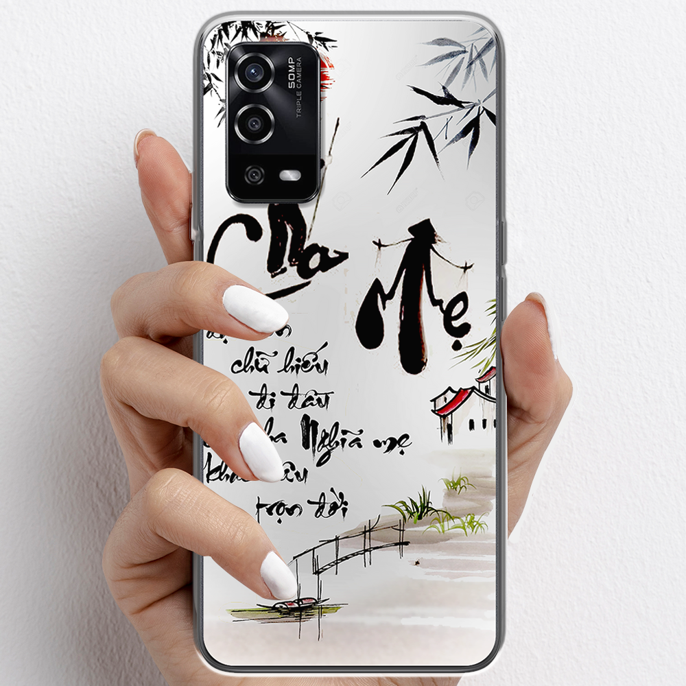 Ốp lưng cho Oppo A55, Oppo A95 nhựa TPU mẫu Thư pháp cha mẹ