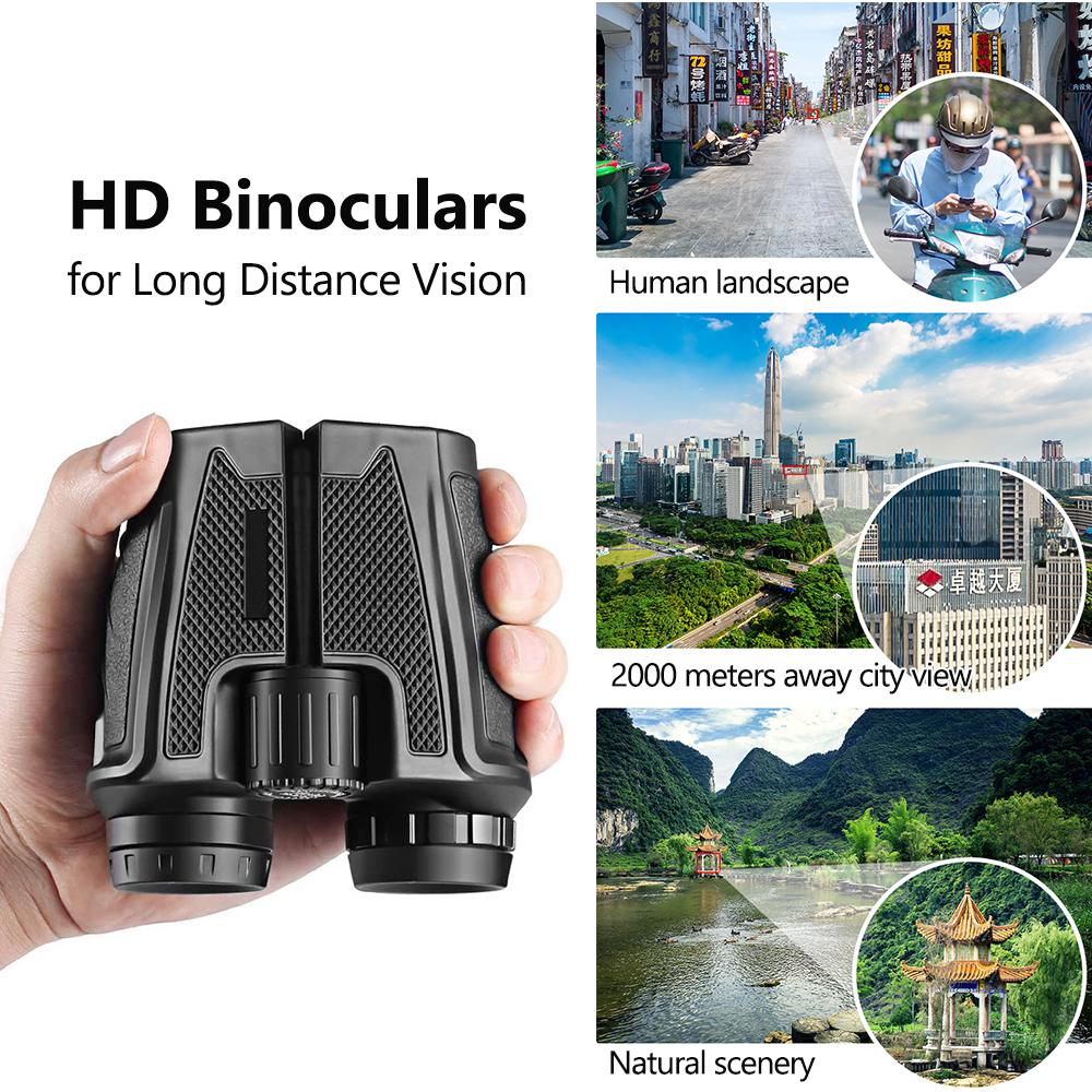 12×25 Compact HD Zoom Binoculars Low Light Night Vision High Definition BAK4 Prism Binocular Telescope with