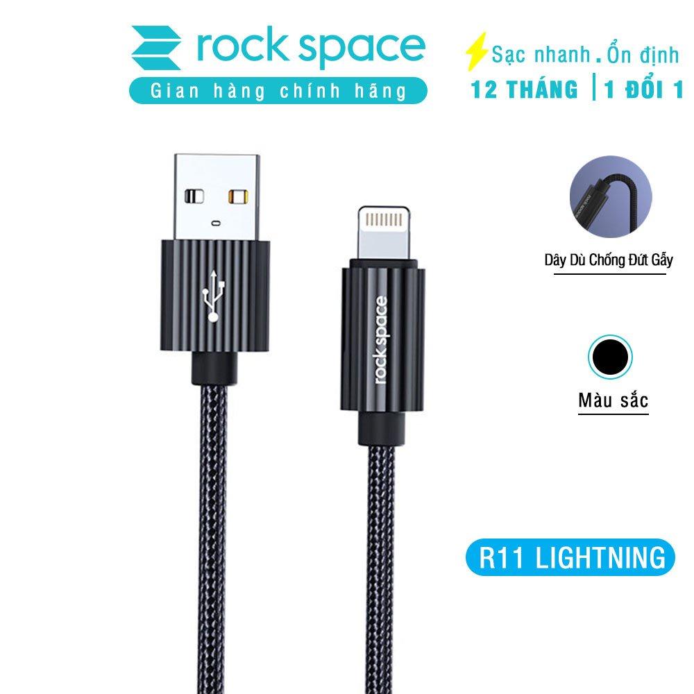 Dây cáp sạc nhanh Rockspace R11 dành cho Iphone , dây dù chống đứt gẫy - Hàng chính hãng