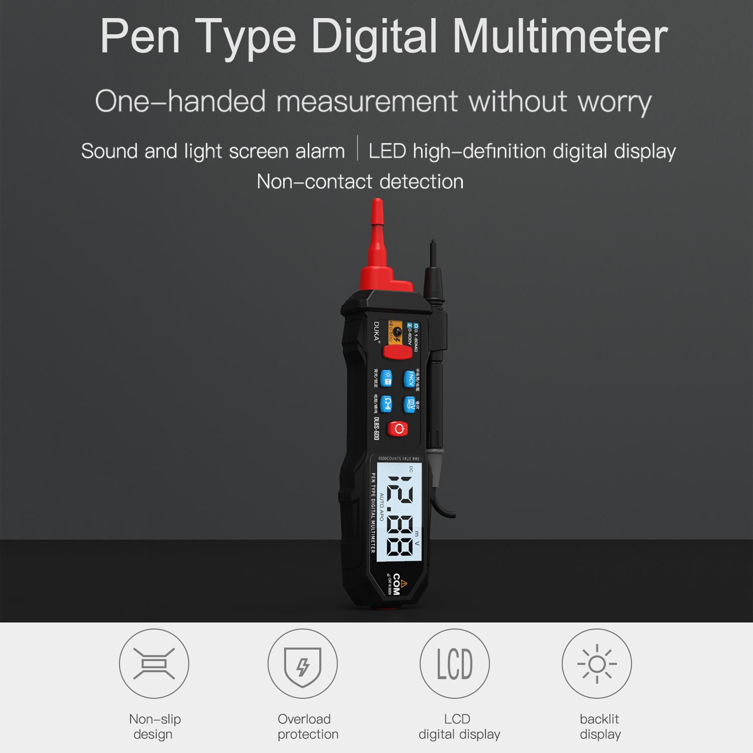Pen Type Digital Multimeter 6000 Counts NCV Multi Tester Measuring DC/AC Voltage Resistance Continuity Zero/Live Wire
