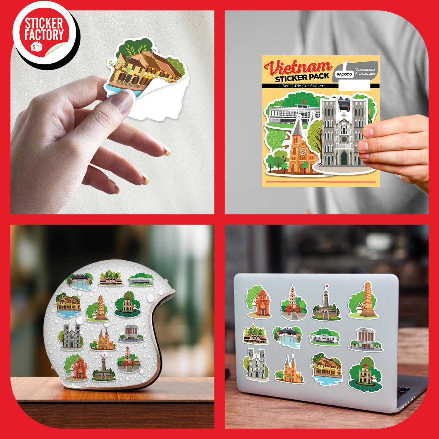 PACK010 Vietnamese Architecture - Set 12 hình dán Die Cut Sticker Pack Sticker Factory
