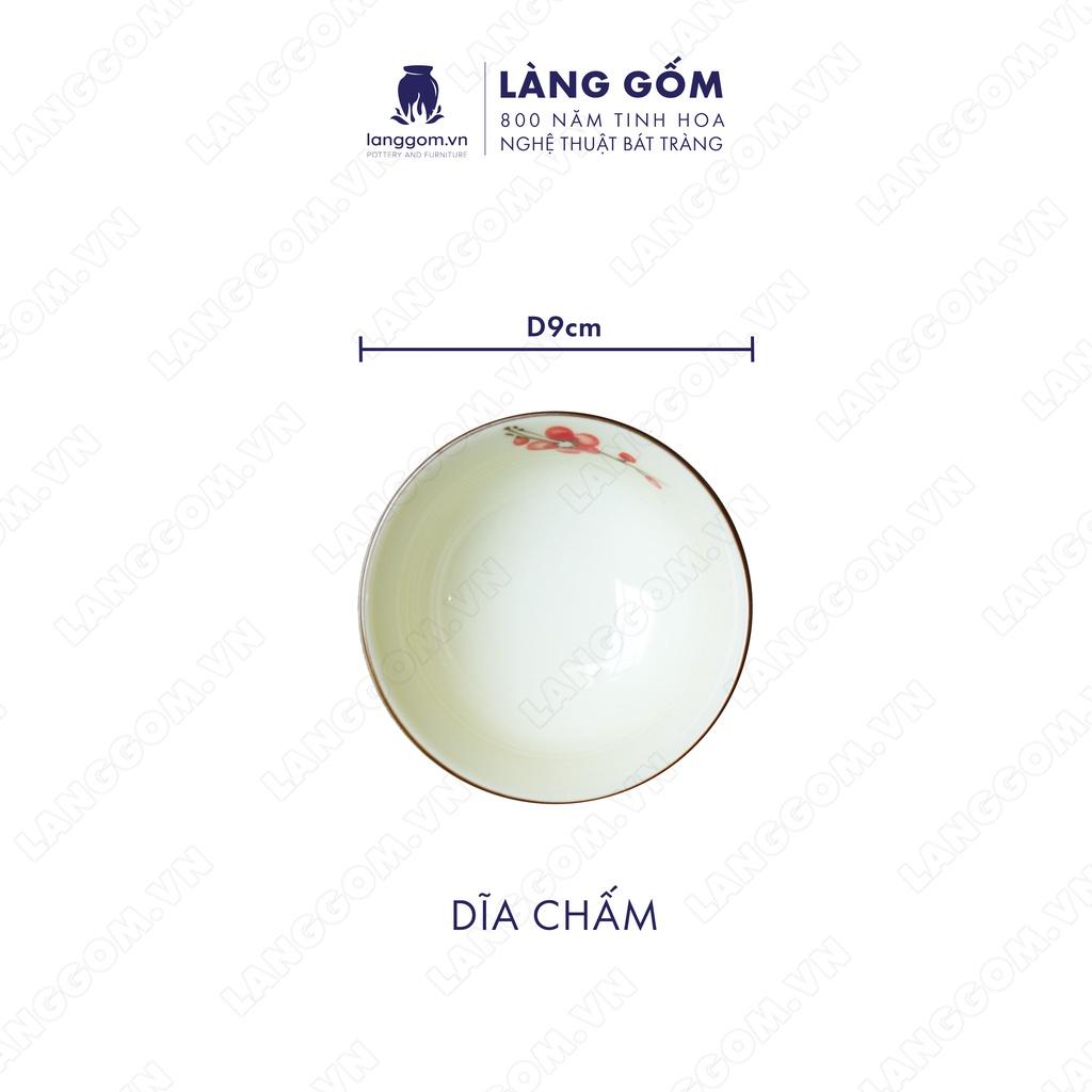 Bộ bàn ăn mặt trời Men trắng vẽ hoa đào - Size: 45 cm - Gốm sứ Bát Tràng - langgom.vn
