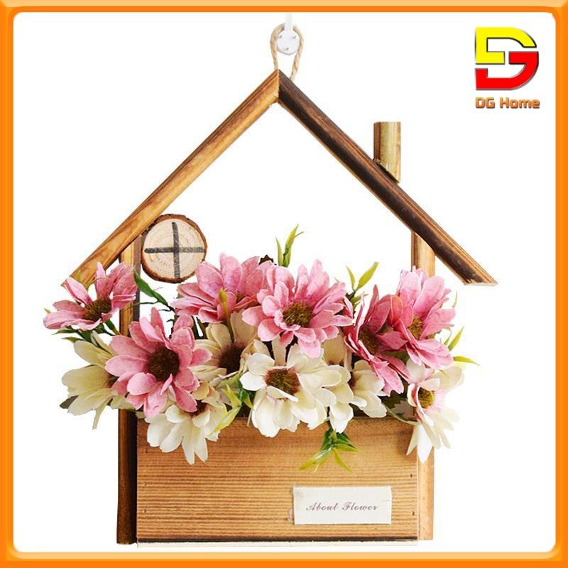 Giỏ Hoa Treo Tường Hình Ngôi Nhà Gỗ Decor Trang Trí Nhà Cửa Kích Thước 27x17.5x9.4cm TẶNG MÓC TREO