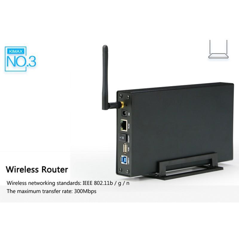 Hộp ổ cứng định tuyến wifi gắn ngoài không dây Rj45 Nas Anten Sata Usb 3.0 với giao diện 3.5 Hdd Caddy