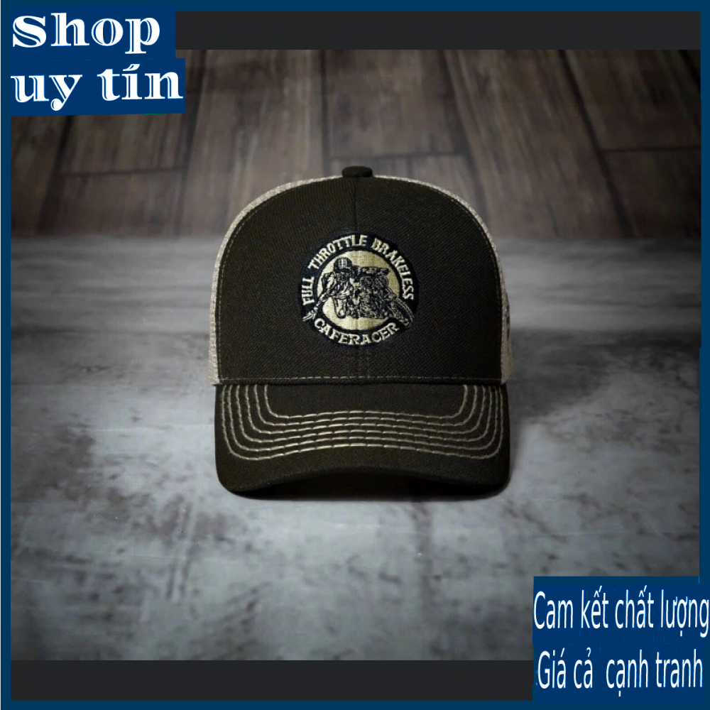 [ Miễn ship / giảm giá ] MŨ NÓN LƯỠI TRAI NAM NỮ CAFE RACER PHỐI LƯỚI CAO CẤP- màu nâu đen