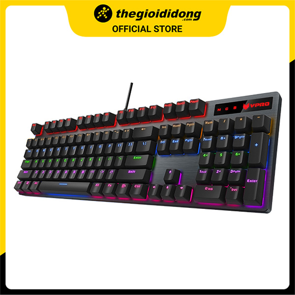 Bàn Phím Cơ Có Dây Gaming Rapoo V500 Pro Rainbow Backit Đen - Hàng Chính Hãng