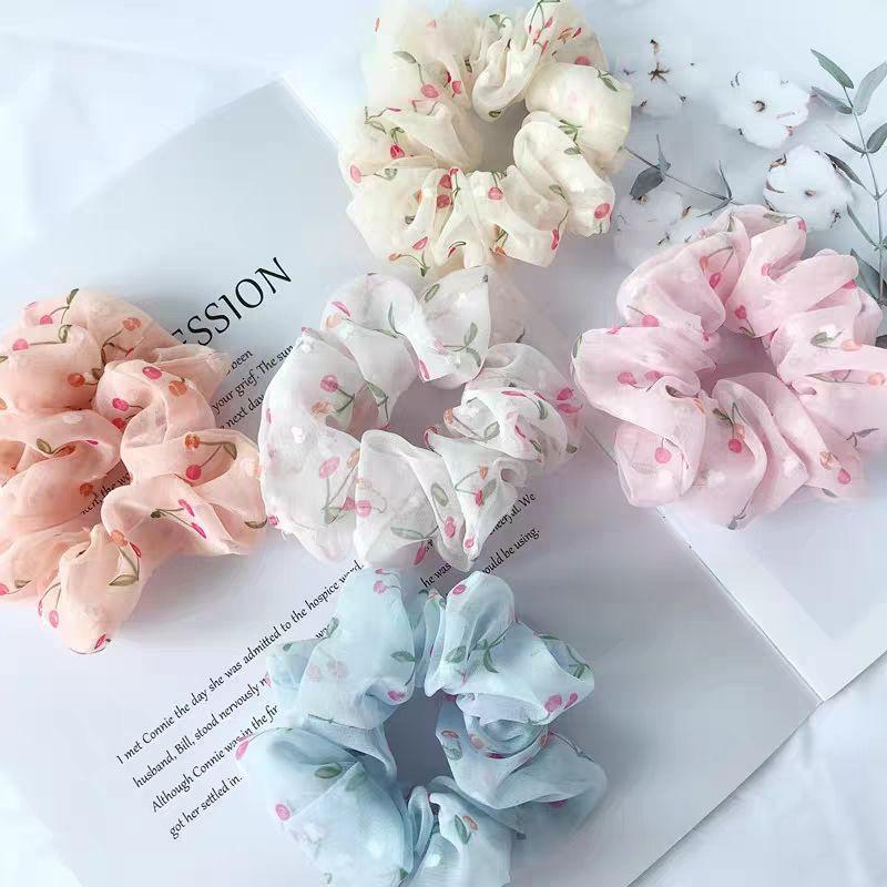 Cột tóc scrunchies cherry dễ thương