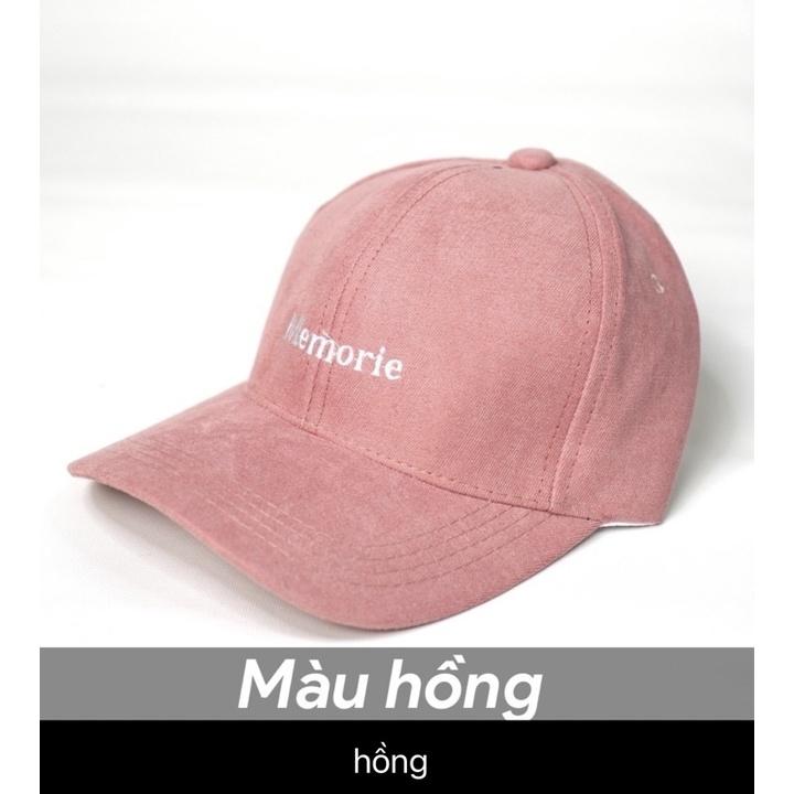 Mũ lưỡi trai nữ nam , Nón kết thêu chữ Memorie phong cách Ulzzang chất liệu nỉ gân cotton form unisex