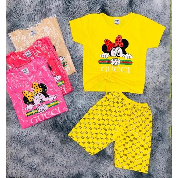 Bộ Thun Bé Gái Size 9,5-21,5Kg,10 Tháng -> 5,5 Tuổi In Mickey Áo Quần Thun Bé Gái Dễ Thương