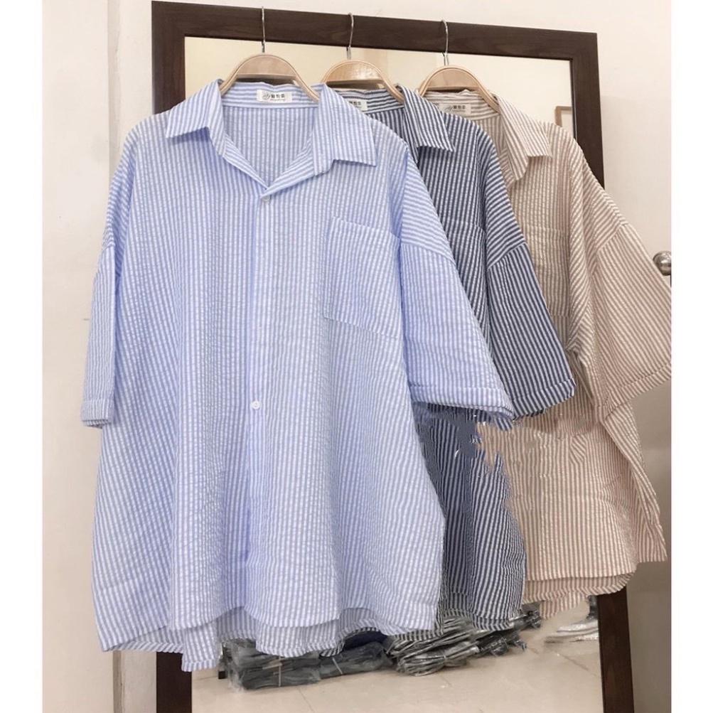 Áo sơmi korea dáng rộng sọc kẻ nhiều màu sắc chất đẹp không bai xù coco land chất đẹp deal tốt