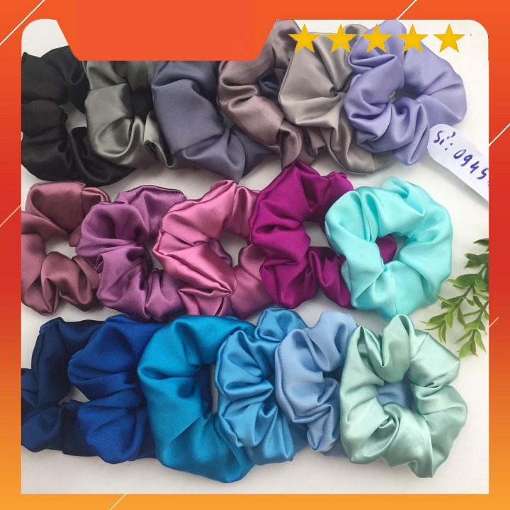 Dây Cột tóc vải scrunchies buộc tóc vải trơn bóng loại đẹp hot trend