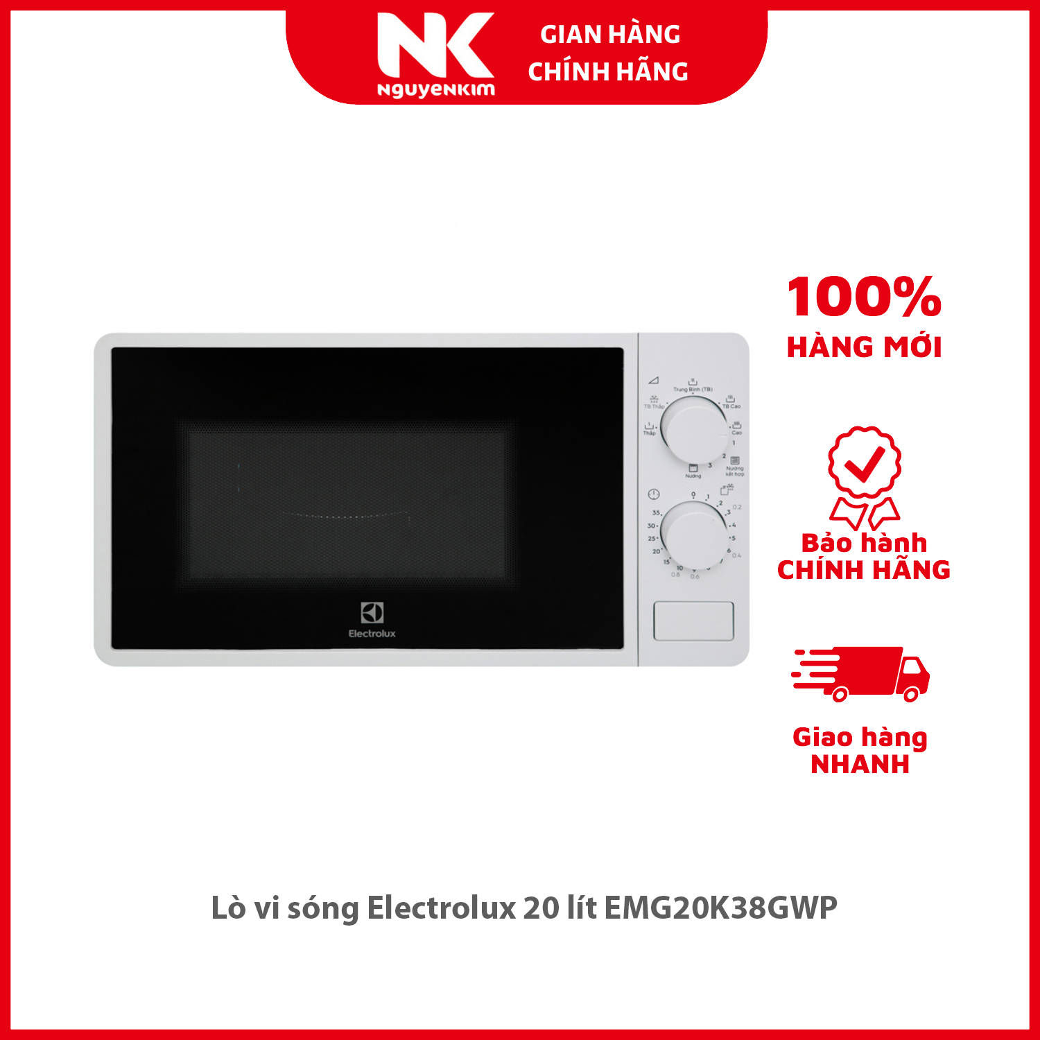 Lò vi sóng Electrolux 20 lít EMG20K38GWP - Hàng chính hãng