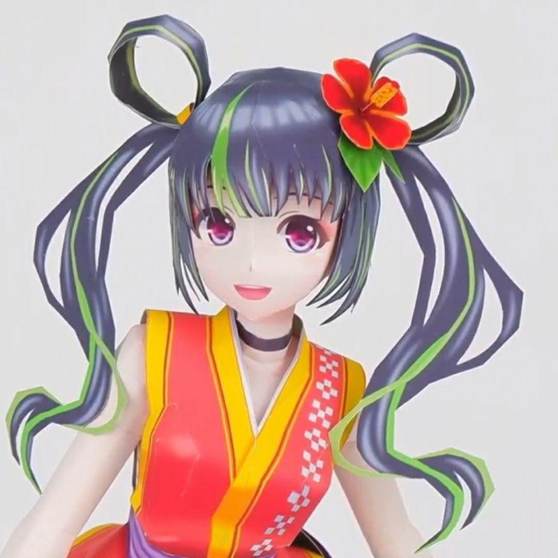 Mô hình giấy anime girl Anime Virtual idol VTuber Ui Nema