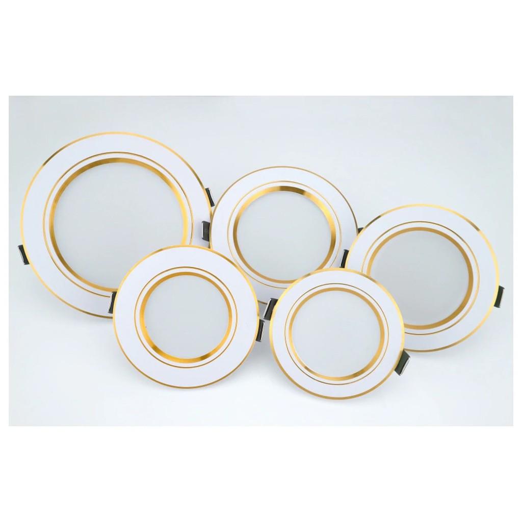 10 đèn âm trần 7W viền vàng / Viền bạc phi 90 3 chế độ màu -