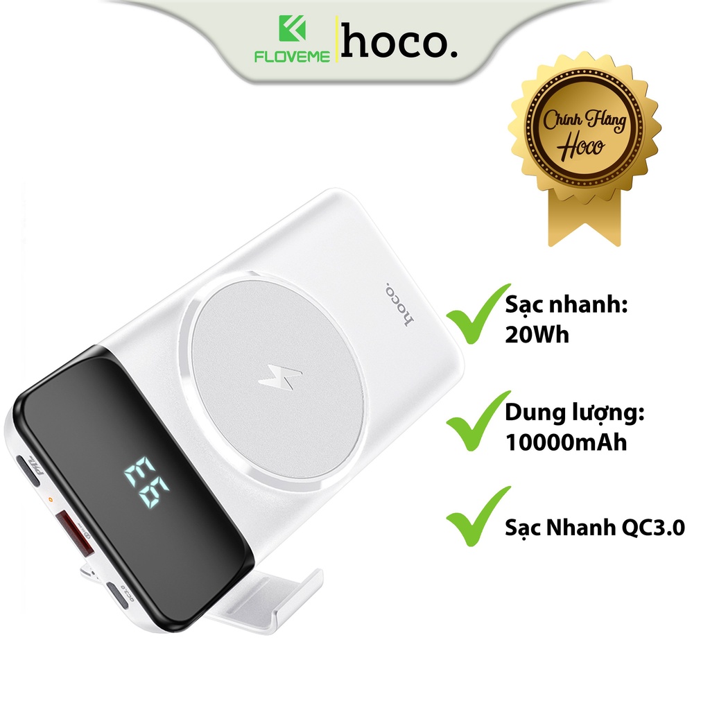 Hình ảnh Pin Sạc Dự Phòng Không Dây Dành Cho Hoco J76, Sạc Nhanh QC3.0 và PD20W, Pin Lithium Polymer 10.000mAh, Chất Liệu ABS Chống Cháy - Hàng Chính Hãng