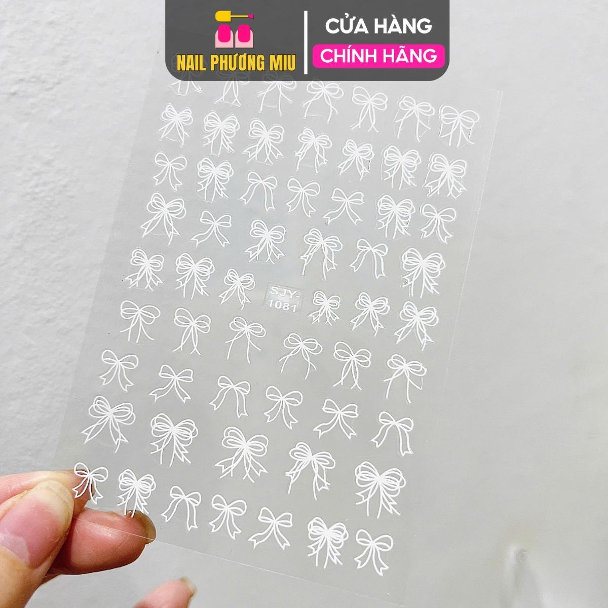 Sticker Nơ Trắng Mix SJY1081 Kiểu Hàn Quốc Dán Móng Siêu Xinh, Hình Dán Móng Nơ 3D Sẵn Keo Siêu Dính Siêu Bền Chuyên Dùng Làm Nail Nữ Women
