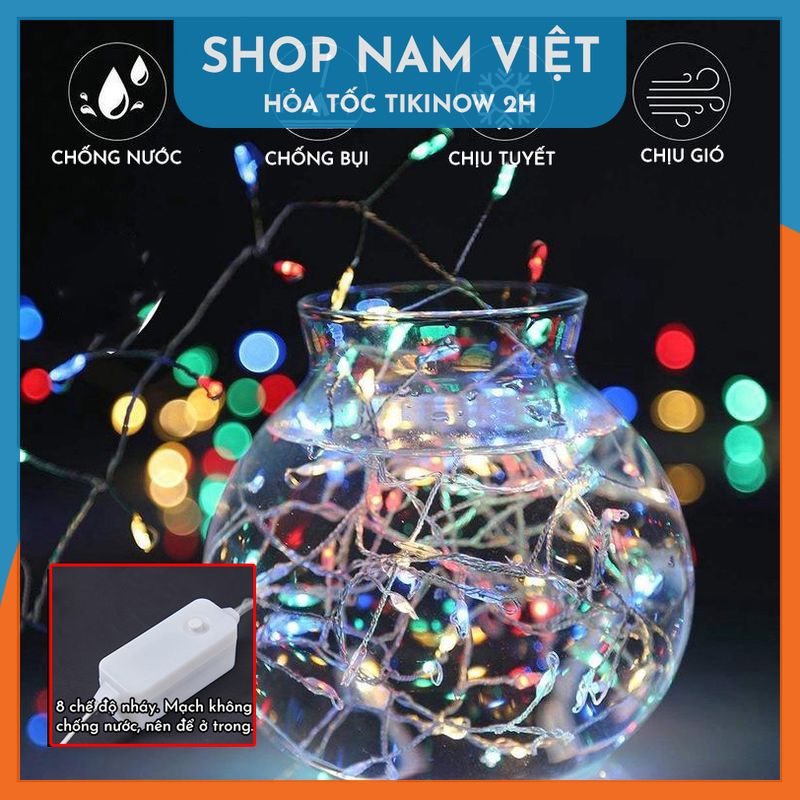 Dây Đèn Led Đom Đóm Nguyệt Quế Quấn Cây, Trang Trí Ngoài Trời, 8 Chế Độ Chớp