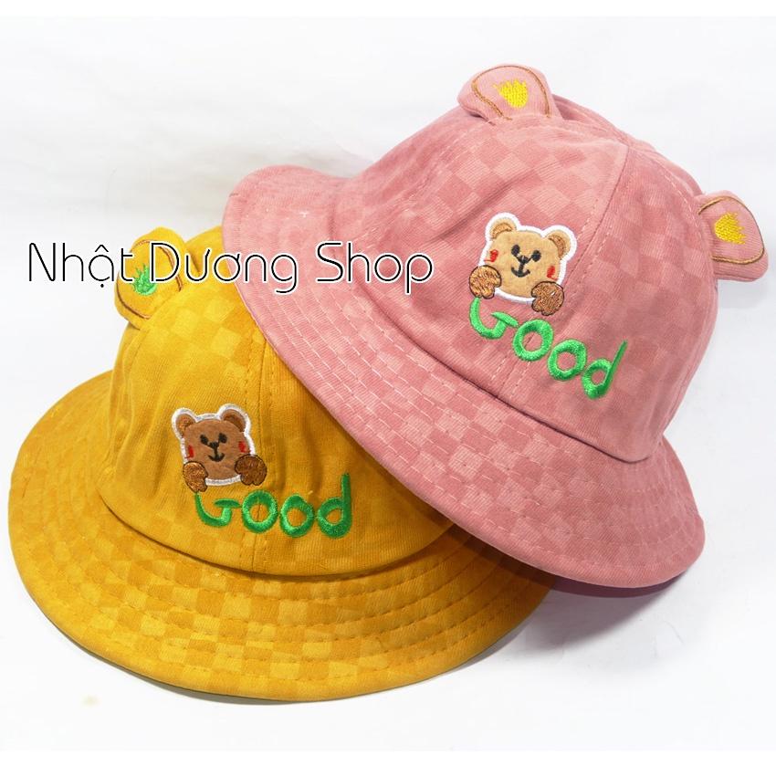 Nón bucket ,nón tai bèo trẻ em hình gấu dễ thương - chât liệu vải nhung mềm mại tạo cảm giác cho bé