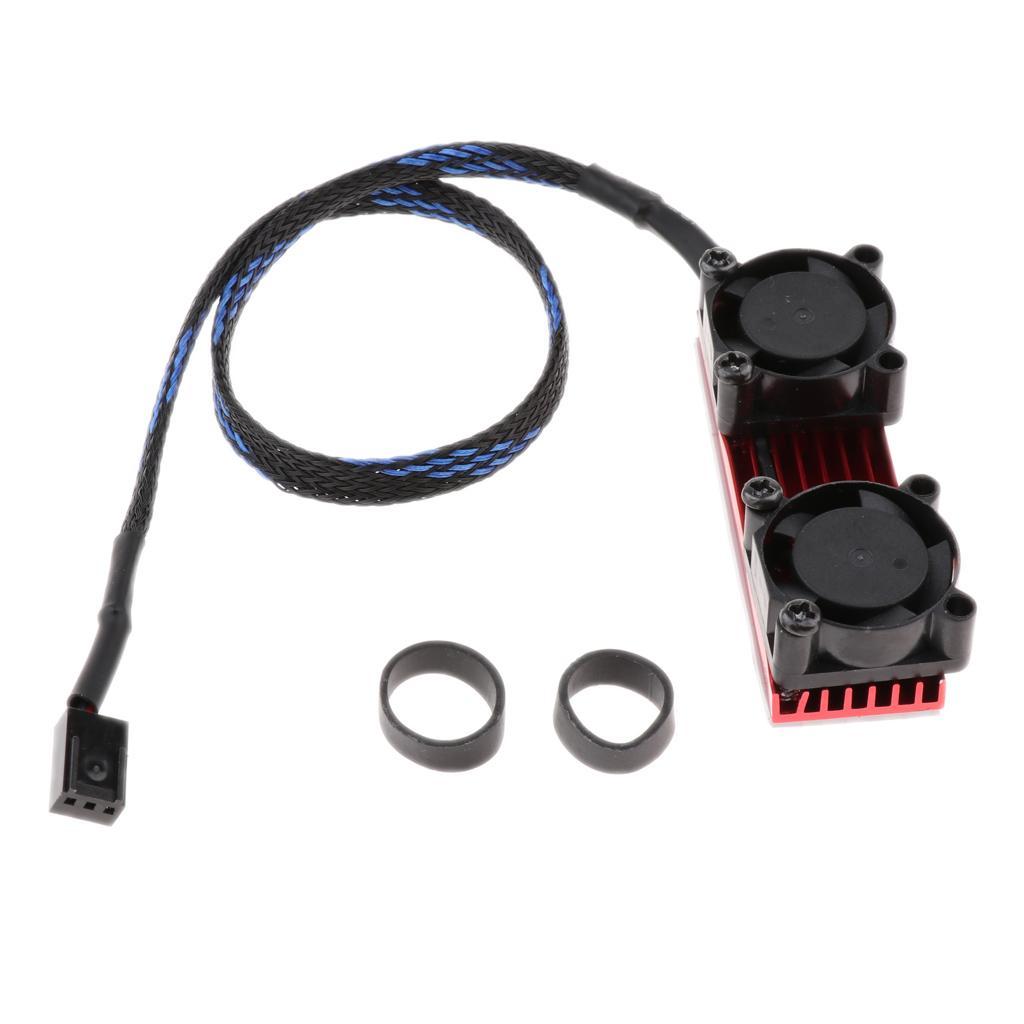 2x M.2  2280 PCIE SSD Heatsink Cooler Radiator Fin + Dual Cooling Fan