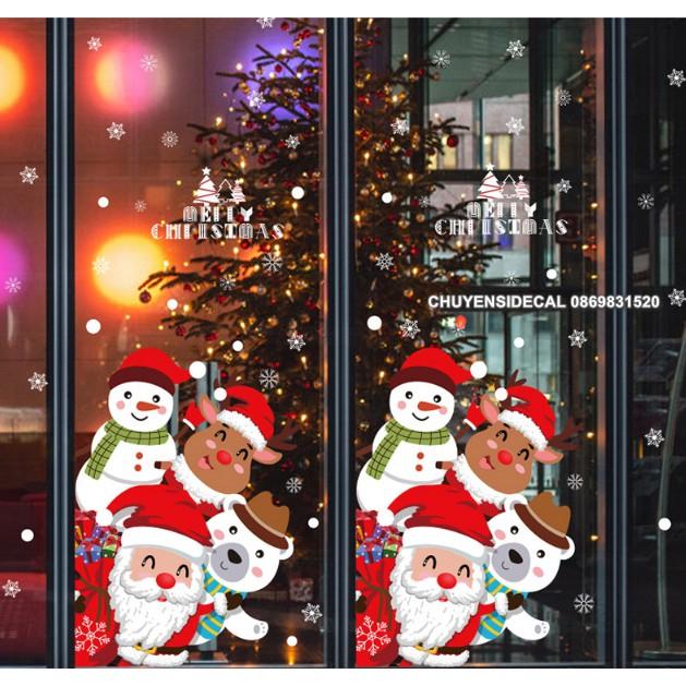 Decal trang trí tường Noel - 4 Noel Trắng Đỏ Xin Chào