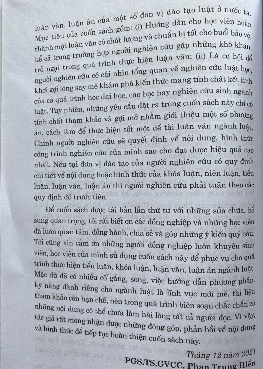 Để hoàn thành tốt luận văn ngành luật ( Dùng cho sinh viên, học viên cao học và nghiên cứu sinh )