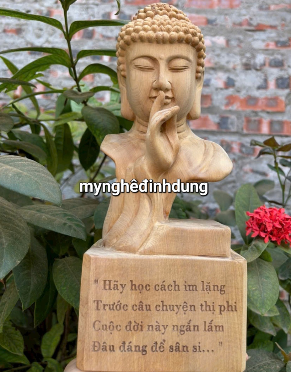 Tượng lời phật dậy bằng gỗ ngọc am thơm nức kt cao 30x12x8cm