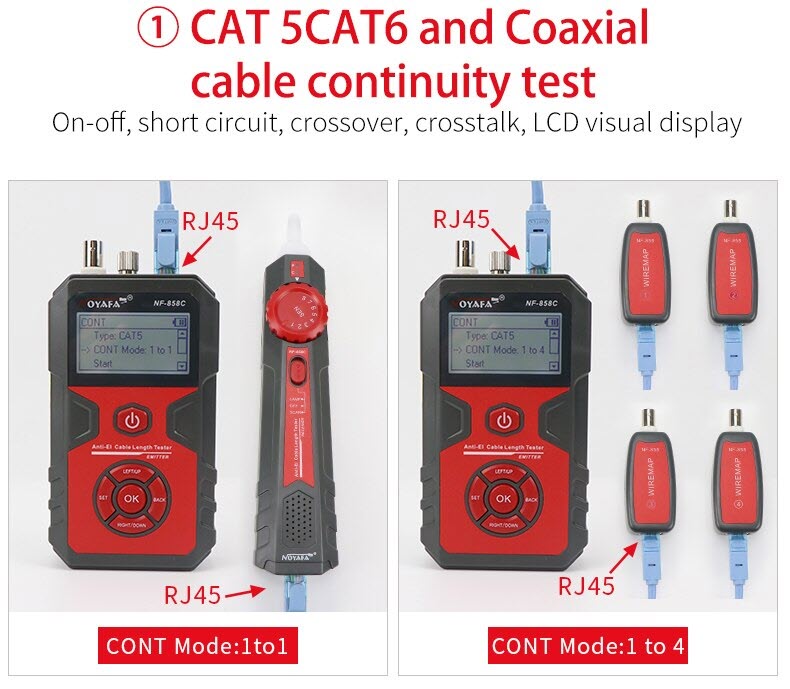 Máy Test Mạng NOYAFA NF-858C - Hàng Nhập Khẩu. NOYAFA NF-858C Trace Cable Line Locator Portable Wire Tracker Cable Tester Finder Network Cable Testing BNC Measure Cable Length