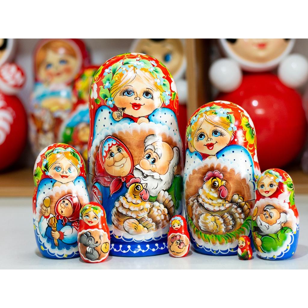 BỘ BÚP BÊ NGA MATRYOSHKA 7 LỚP 21CM "CÔ GÀ ĐẺ TRỨNG VÀNG" RẤT ĐẸP VÀ ĐỘC ĐÁO