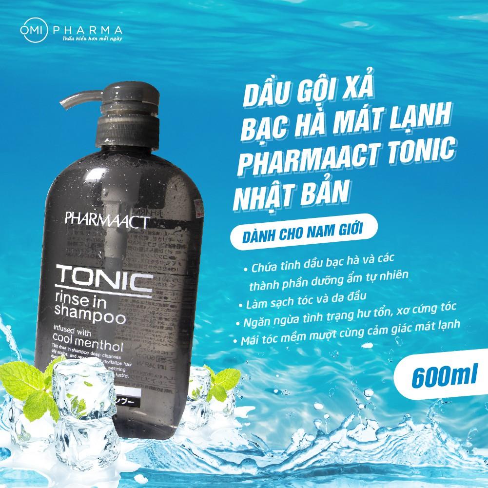 Combo 02 Chai Dầu Gội Xả 2in1 Bạc Hà Mát Lạnh cho Nam PharmaAct Tonic Rinse In Shampoo (550ml)