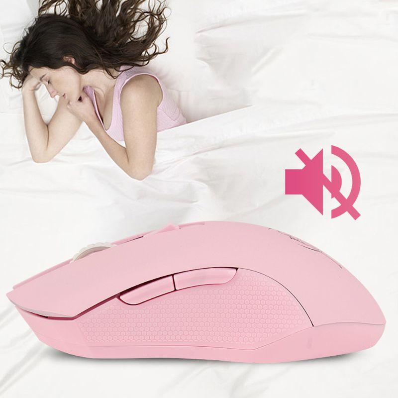 Hồng Im Lặng Quang Game Chuột 1600DPI 2.4G Chuột USB Không Dây Cho Máy Tính Laptop