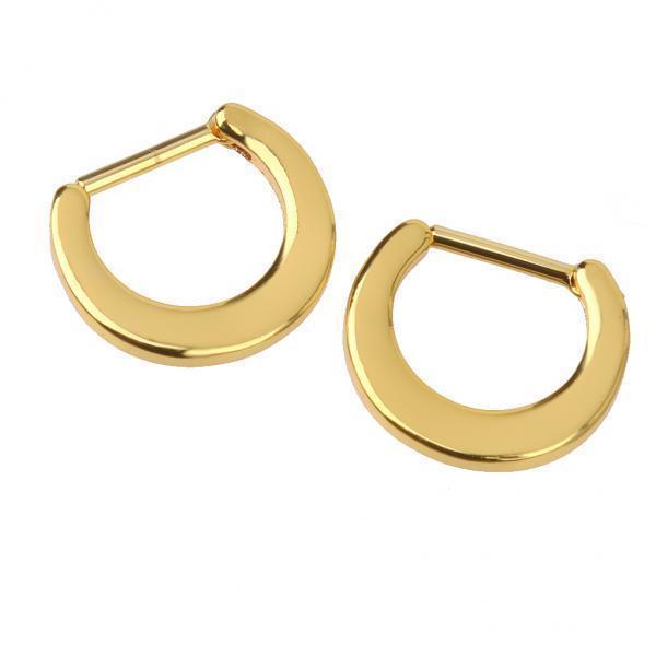 2x1Pair Septum Clicker Nose Ring Plain Golden Nose Piercing Jewelry 316L Steel