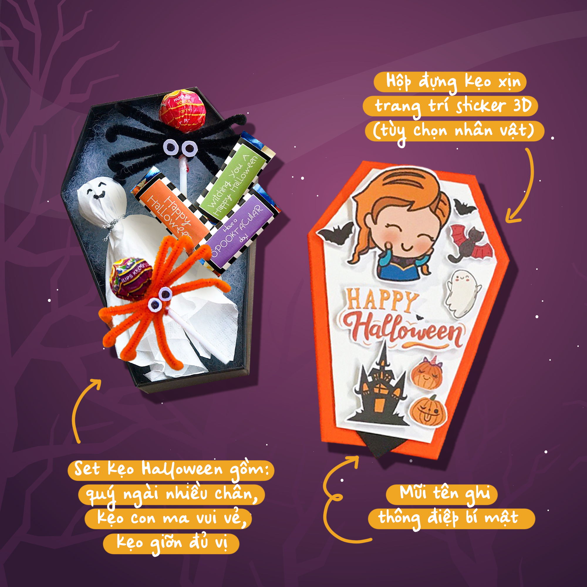 HỘP KẸO HALLOWEEN – CANDY TREAT BOX (FULL KẸO