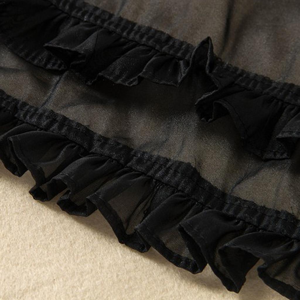 Female Shirt  Collar Blouse Chiffon Shirt Decorative DIY   Black, as described
