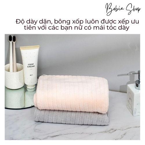 Khăn quấn tóc ủ tóc nhanh khô cao cấp Lông cừu công nghệ Nhật siêu mềm, siêu thấm, siêu dày 26x67cm