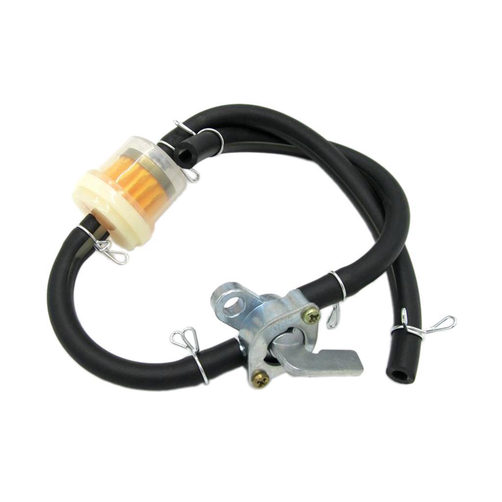 Motorcycle Gas Fuel Tap Petcock + Fuel Petrol Pipe Hose Line 2x