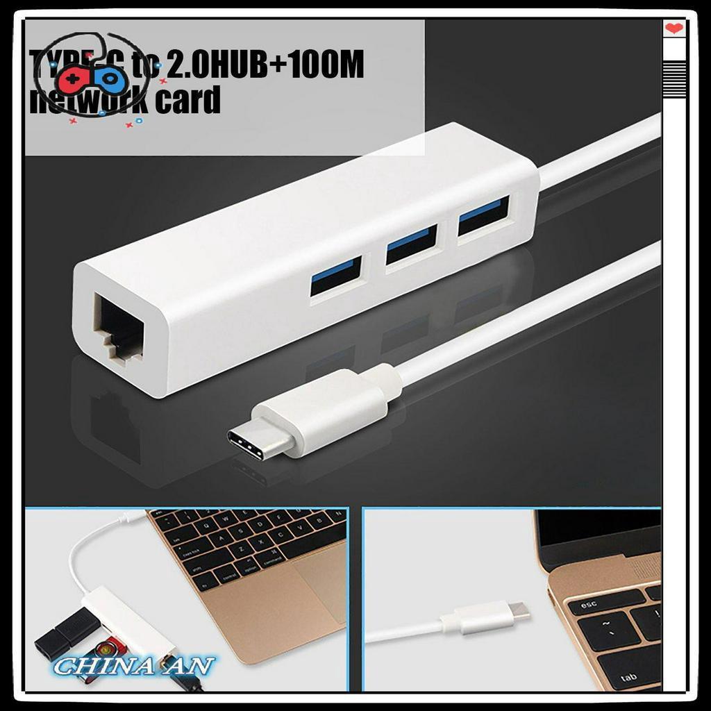 Bộ chuyển đổi nhiều cổng USB-C USB 3.1 Type-C sang cổng cáp mạng Ethernet Lan USB RJ45