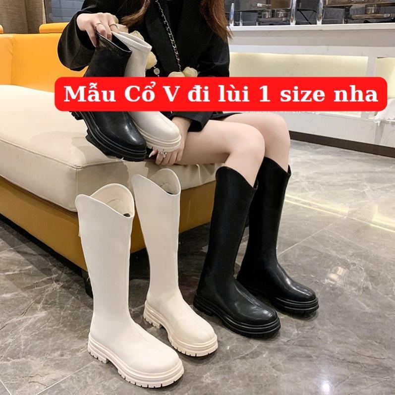 Hàng cao cấp bốt gối (boot đùi) da lì trơn khoá cạnh gót 5p (hàng QC full box) có lót lông mã 220