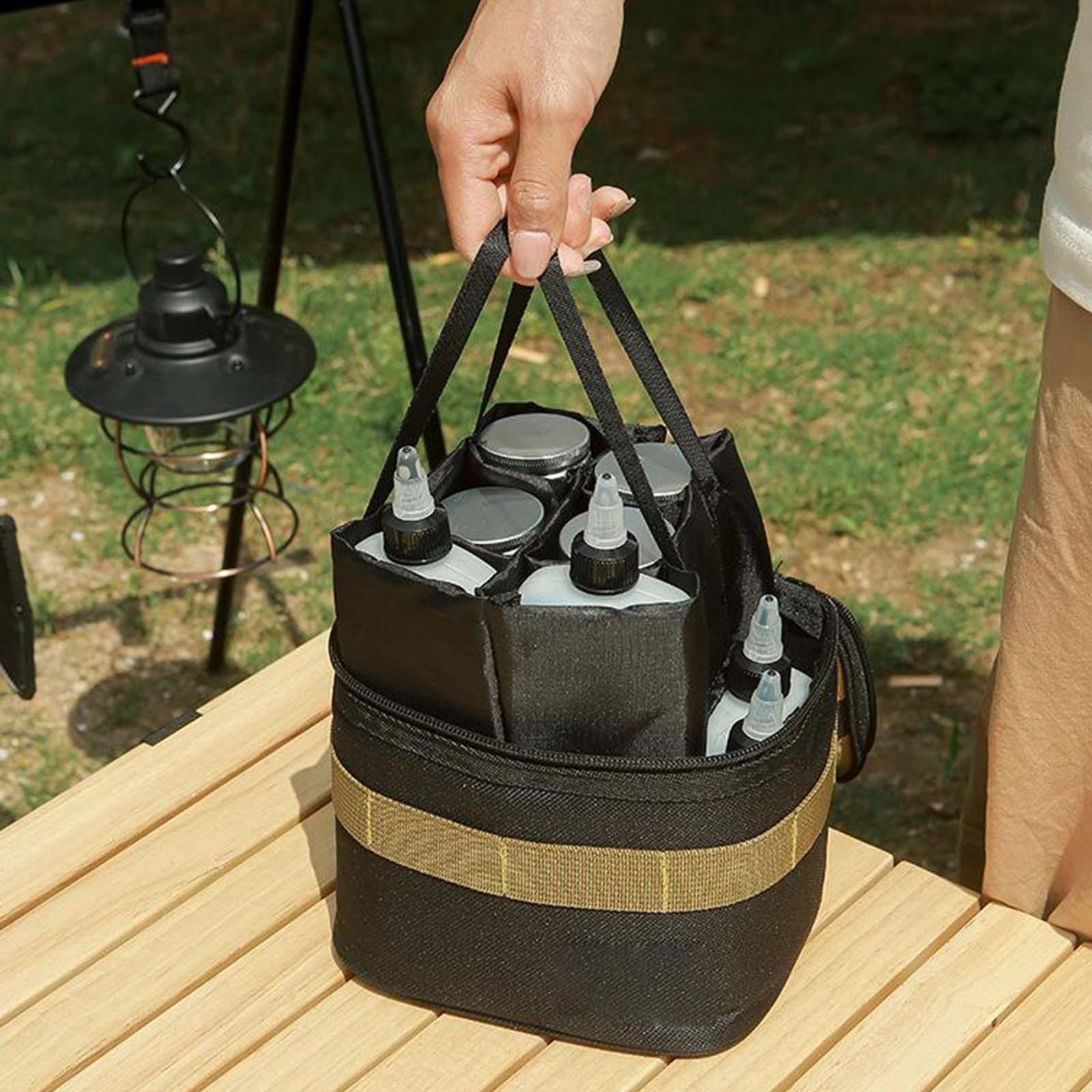 Camping Spice Jars Bag Travel Bag Tote Bag, Carrying Bag Sauce Pouch, Container Case Separable Storage Bag for Camp Cooking Outdoor Picnic BBQ