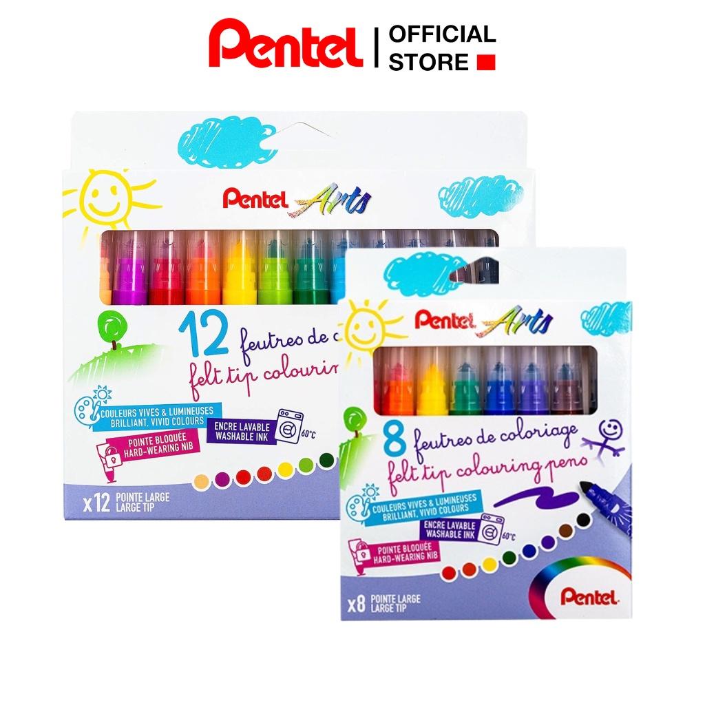 Màu Dạ Màu Pentel SCS3E-8/12 Bộ 18/12 Màu| Thiết Kế Kiểu Dáng Thân Béo| Có Thể Giặt Được