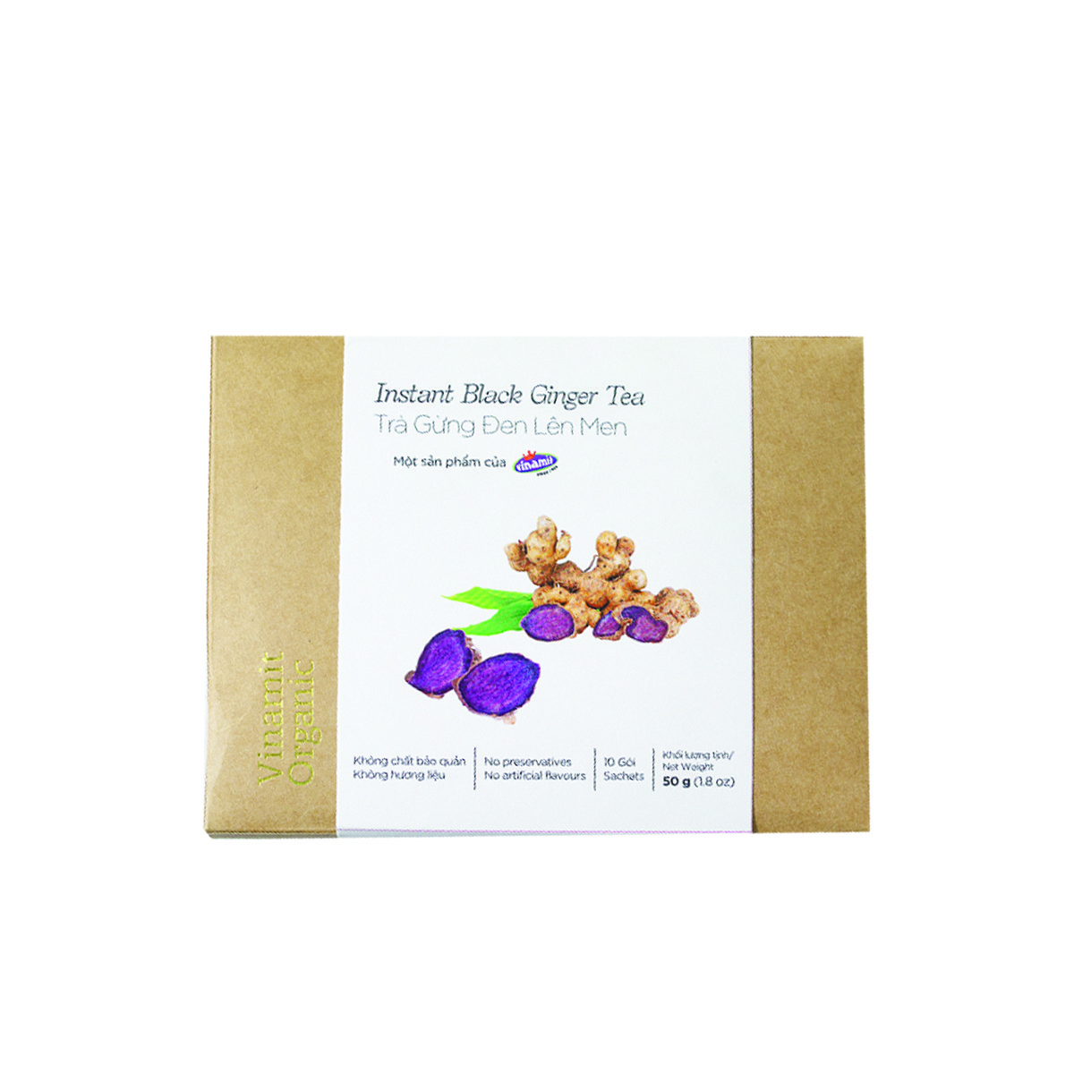 Trà Gừng Đen Lên Men VINAMIT Hộp Giấy 50g/100g