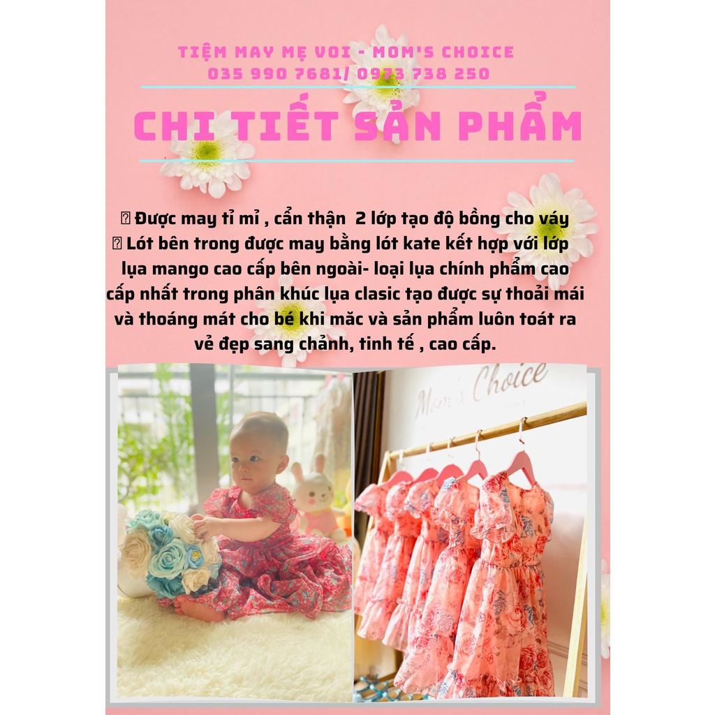 Váy bé gái, đầm bé gái hoa nhí màu đỏ cực xinh cho bé gái từ 1-10 tuổi tại Mom's Choice