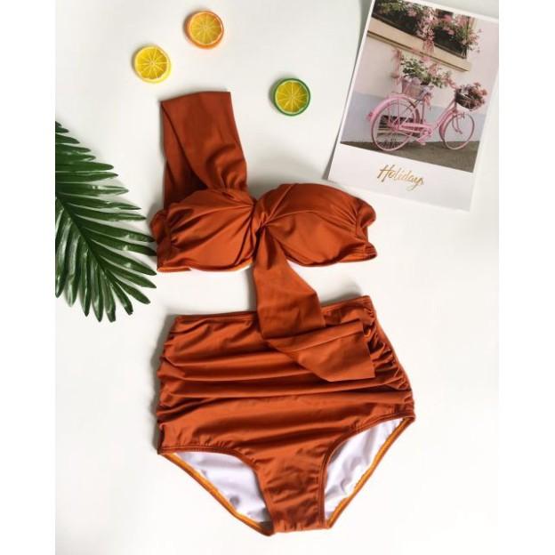 Bikini xoắn ngực choàng vai quần nhún( nhiều màu)