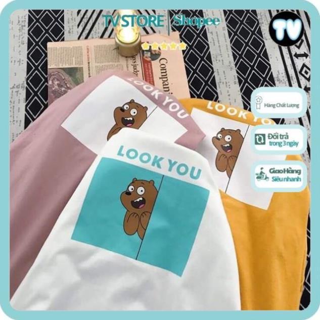 Áo Phông Unisex TVSTORE Áo thun tay lỡ form rộng unisex - phông nam nữ oversize - T shirt Gấu look you a