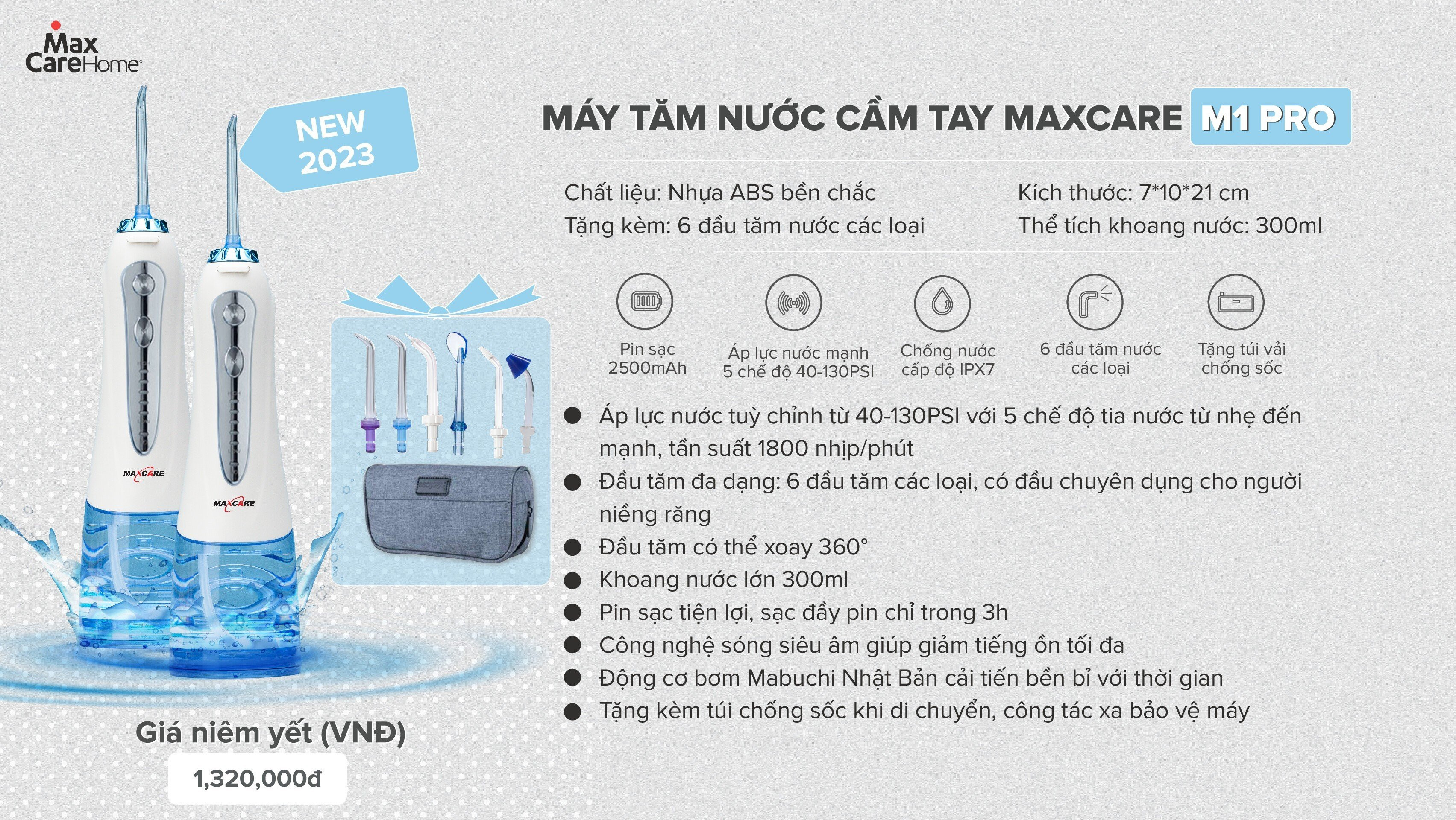 Máy tăm nước cầm tay Maxcare M1Pro