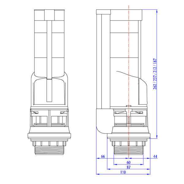 Bộ xả cấp piston - Bộ xả bồn cầu 2 nhấn 2 khối cấp piston cao cấp HKC-BX36