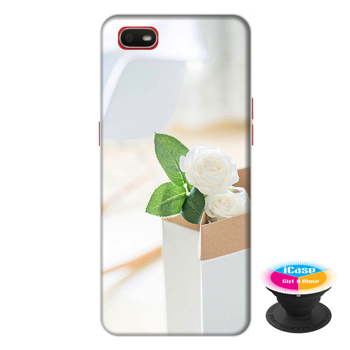 Ốp lưng điện thoại Oppo A1K hình Chậu hoa Cúc Trắng tặng kèm giá đỡ điện thoại iCase xinh xắn - Hàng chính hãng